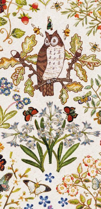 Mrs. Grace Christie Embroidered Owl & Butterflies Art Card