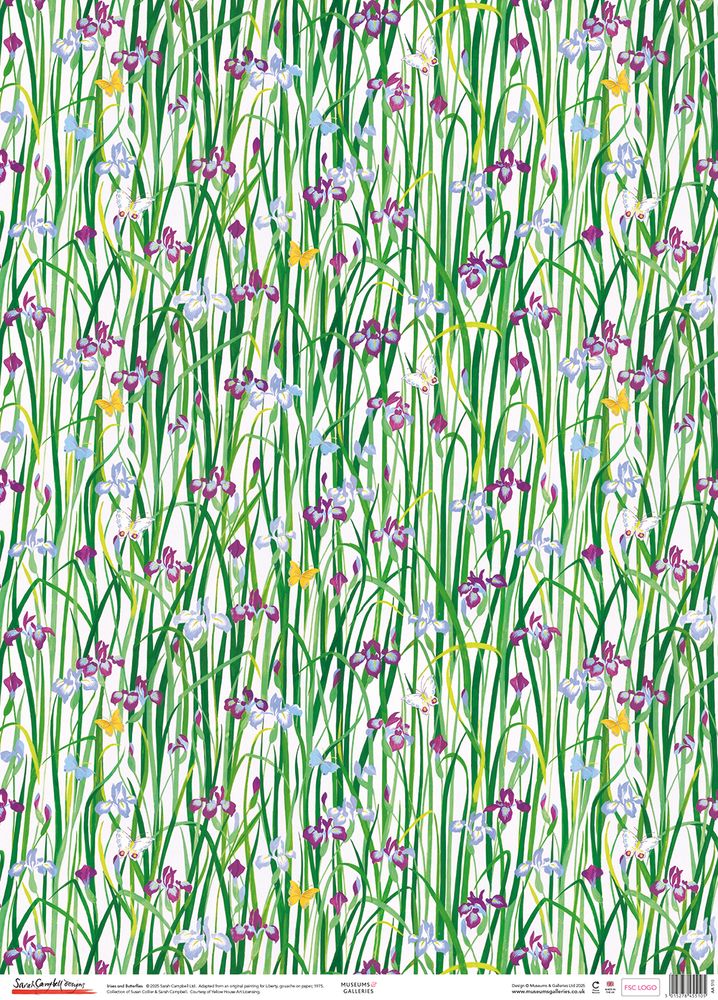 Sarah Campbell Irises and Butterflies Gift Wrap Sheet