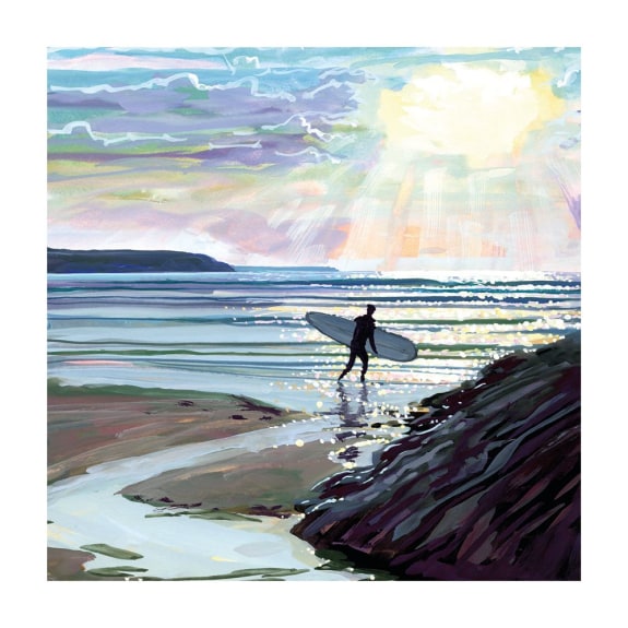Steve Pleydell-Pearce Sunset Surf Art Card | Blank Inside