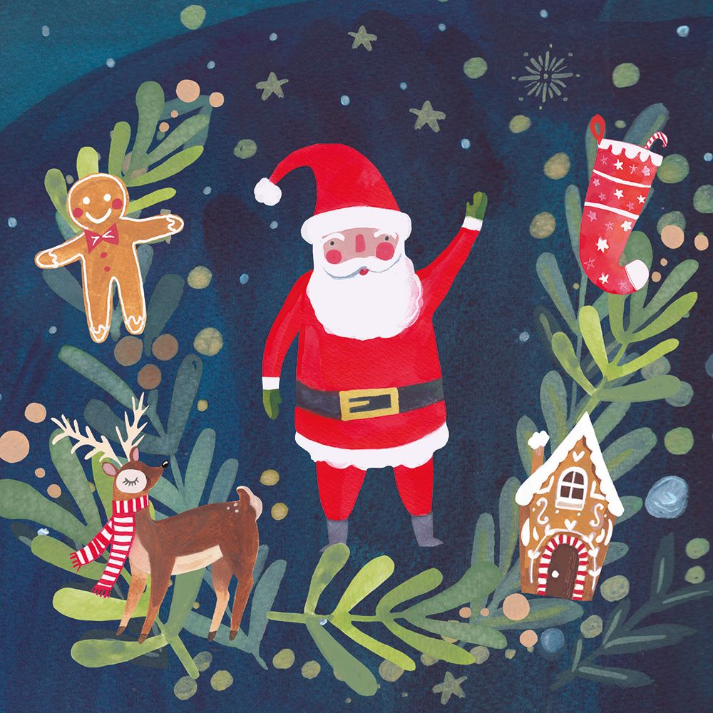 Sally D'Arby Santa Wreath Christmas Card Pack