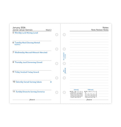 Week On One Page Diary with Notes - Mini 2026 | Multilanguage