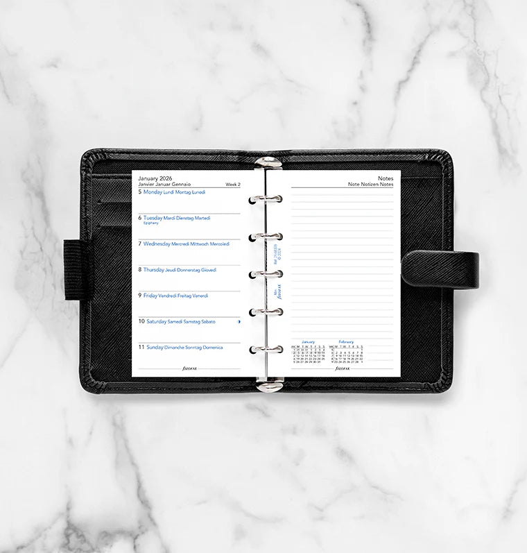 Week On One Page Diary with Notes - Mini 2026 | Multilanguage