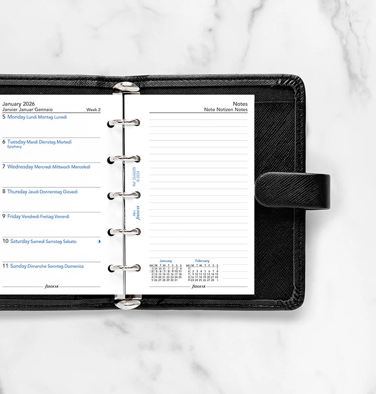 Week On One Page Diary with Notes - Mini 2026 | Multilanguage
