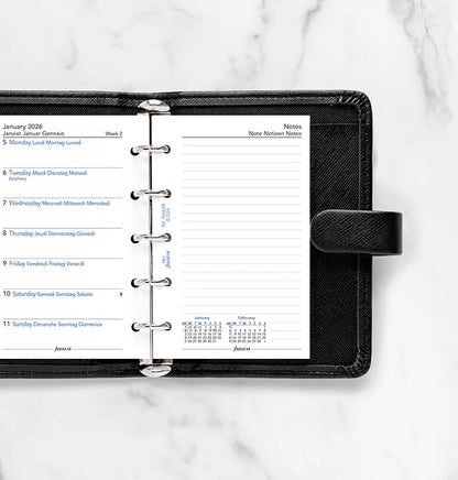 Week On One Page Diary with Notes - Mini 2026 | Multilanguage