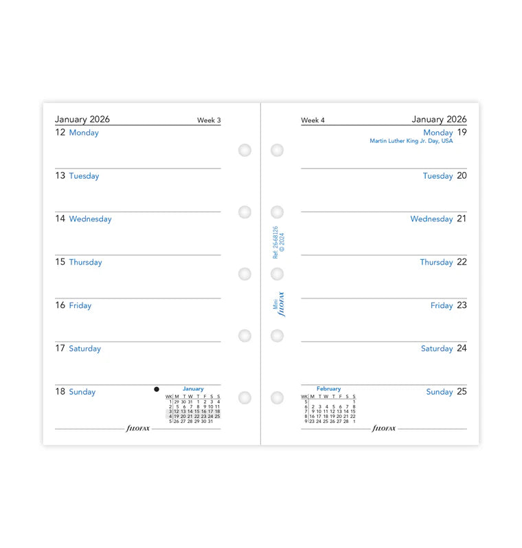 Mini Week per page English 2026