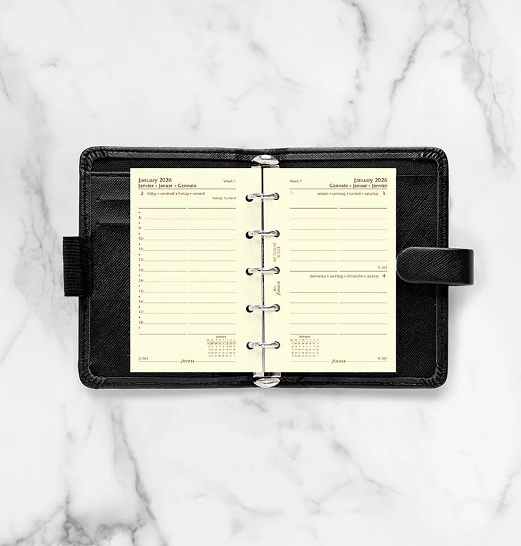One Day On A Page Diary With Appointments - Mini Cotton Cream 2026 | Multilanguage