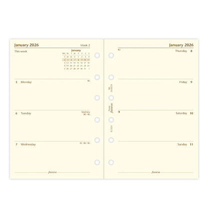 Week On Two Pages Diary - Pocket Cotton Cream 2026 English