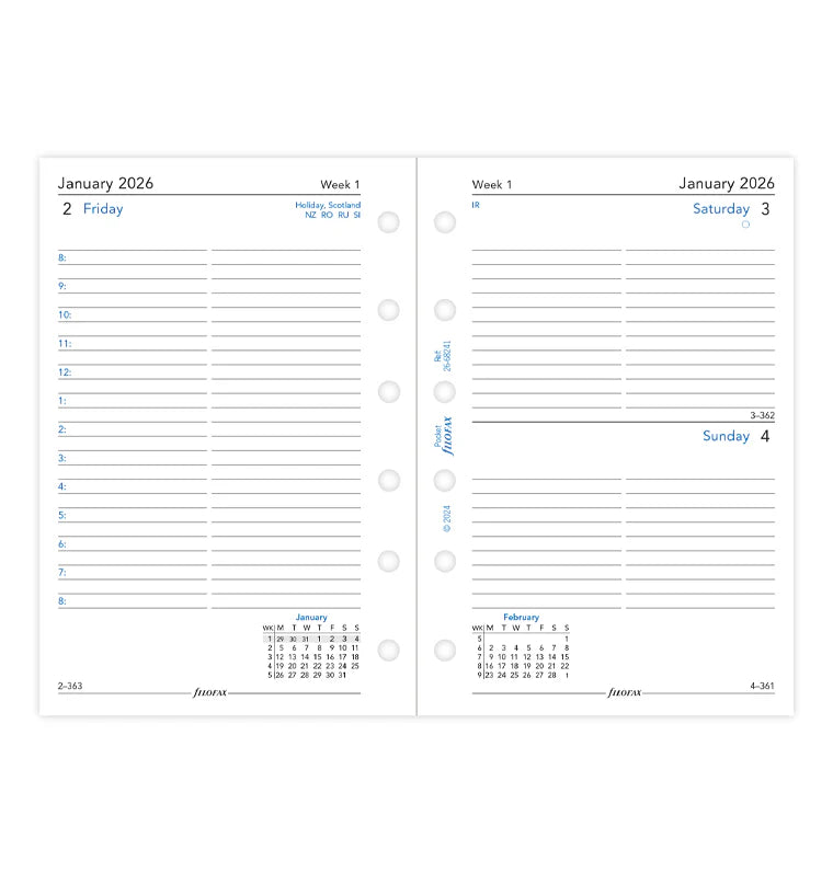 One Day On A Page Diary With Appointments - Pocket 2026 | English