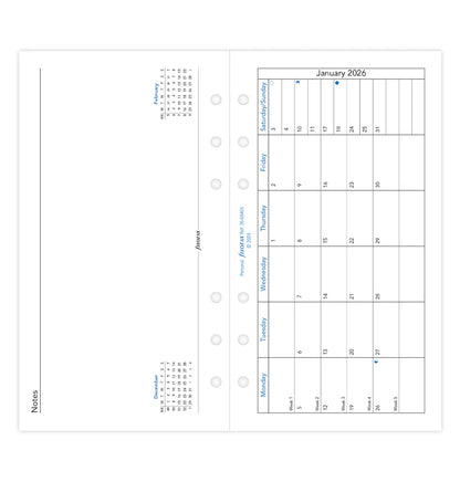 Month on One Page 2026 Diary Refill | Personal Size