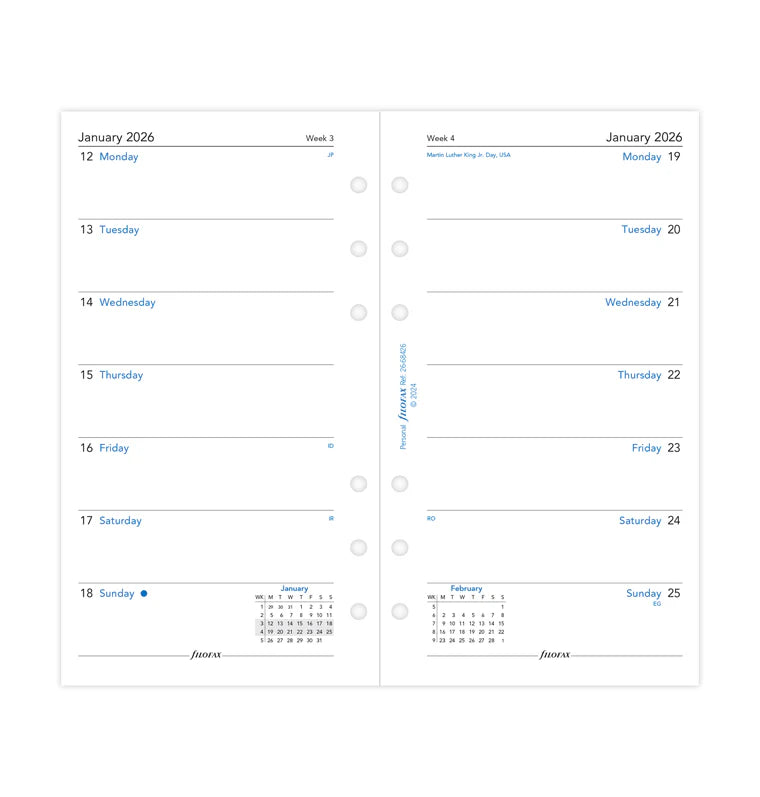 Week On One Page Diary - Personal 2026 | English