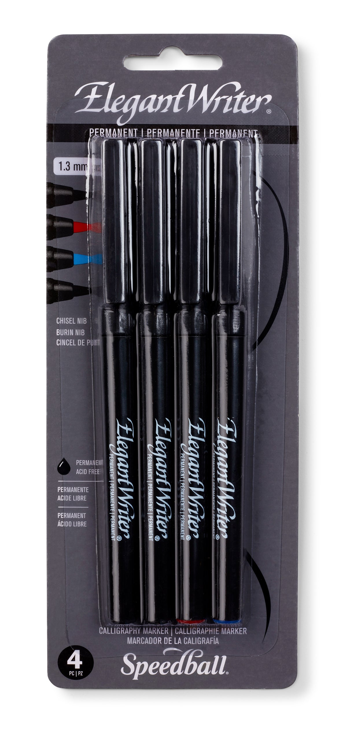 Speedball Permanent Elegant Writer Calligraphy Marker Set of 4, 1.3mm