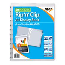 Tiger A4 20-Pocket Rip 'n' Clip Display Book – Clear