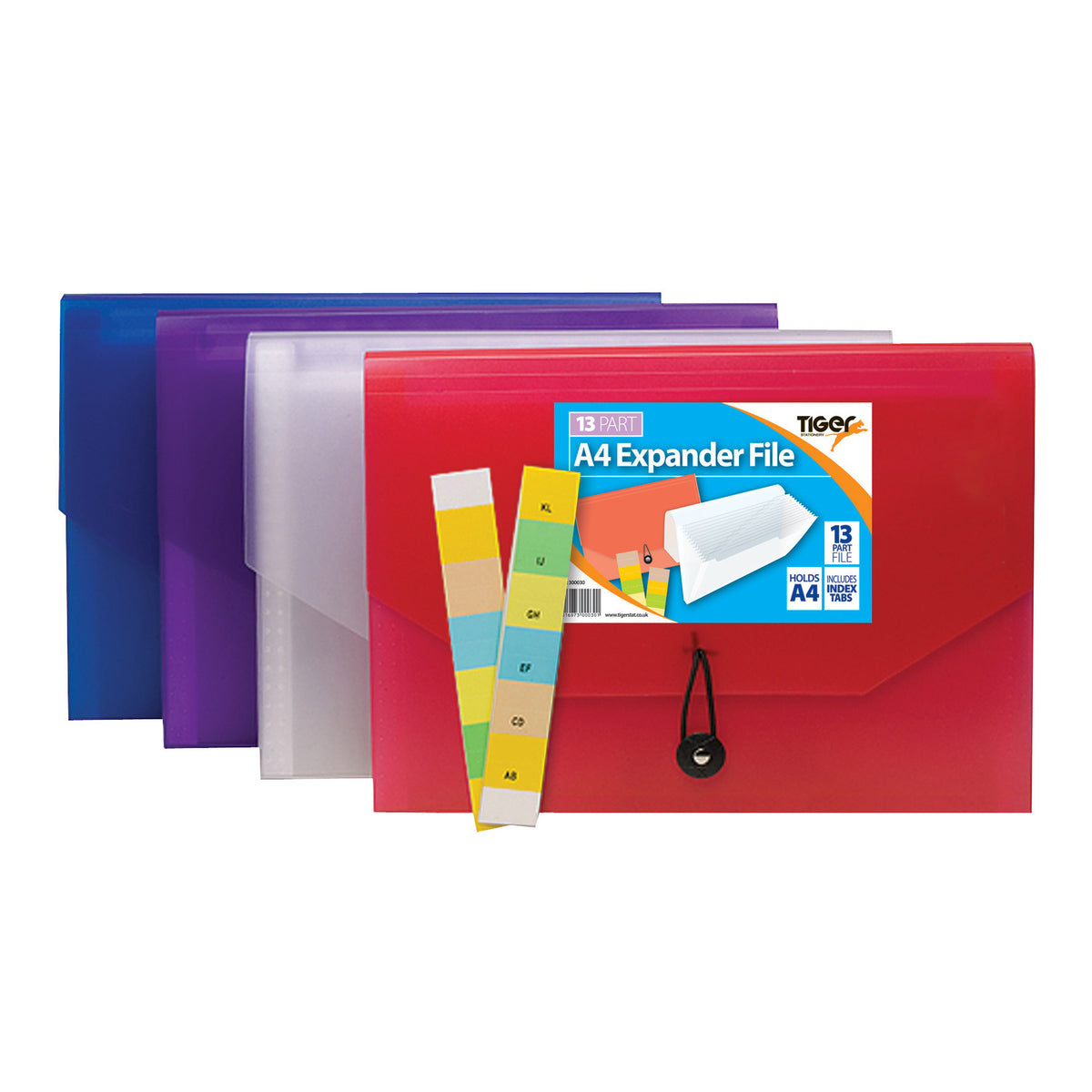 Tiger A4 13-Part Expanding File – Assorted Colours