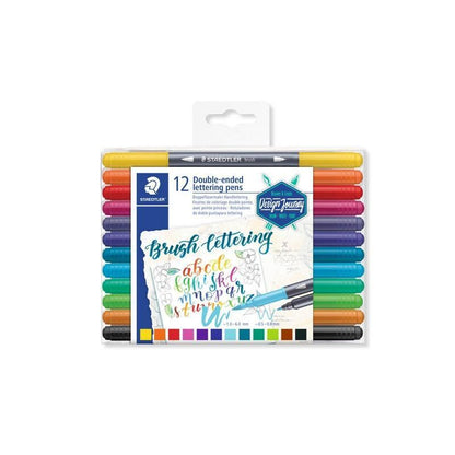 Staedtler Design Journey Double-Ended Lettering Pens 3004 – Box of 12 Assorted Colours