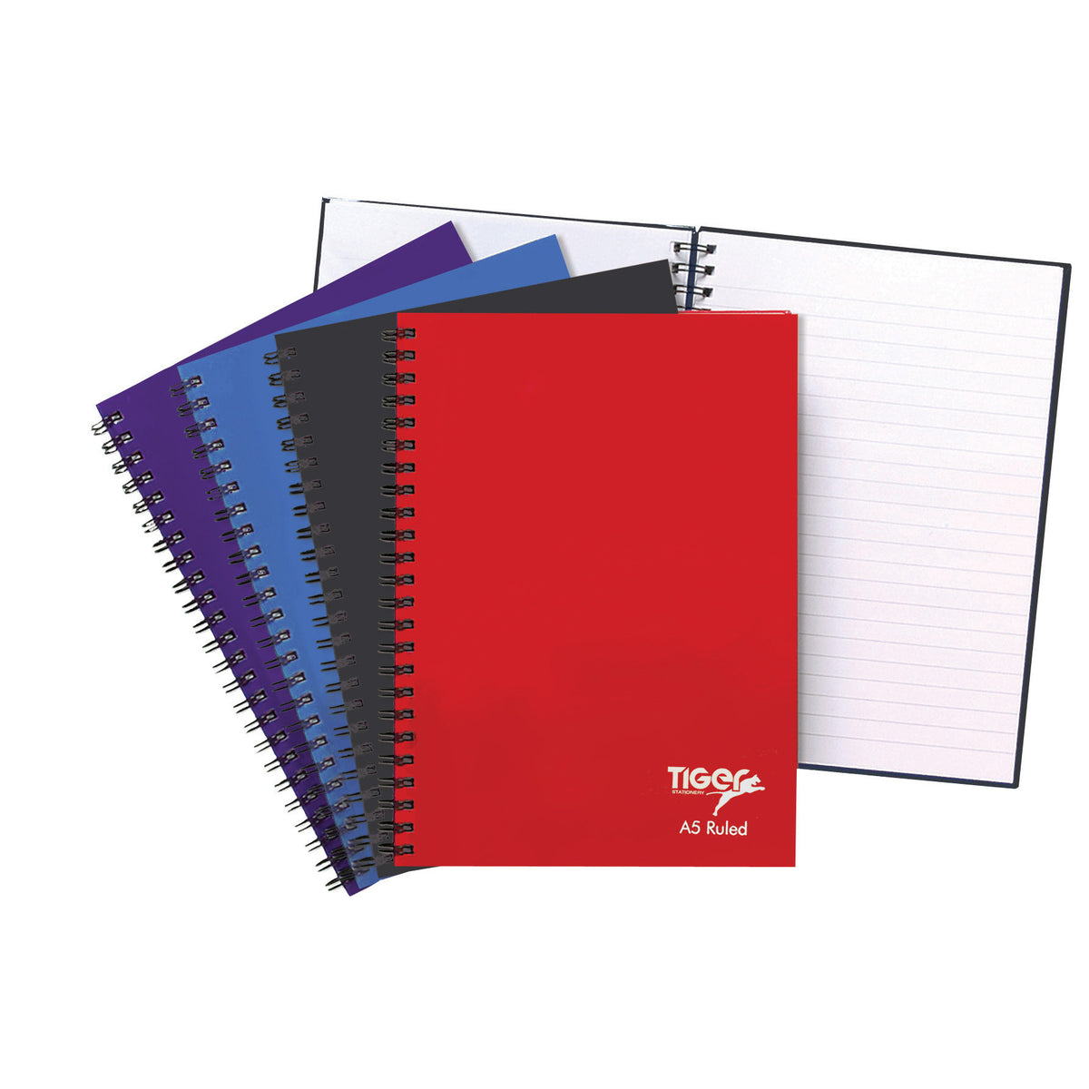 Tiger A5 Twin-Wire Feint Notebook – Assorted Colours