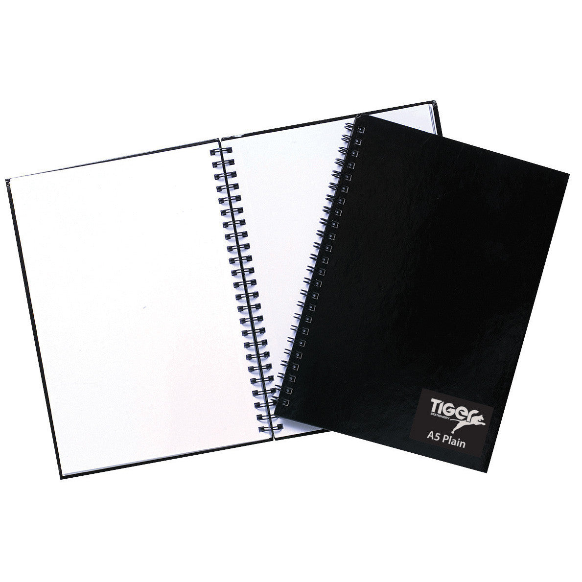 Tiger A5 Twin-Wire Plain Notebook – Black