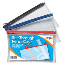 Tiger Small Flat Exam Pencil Case – Clear