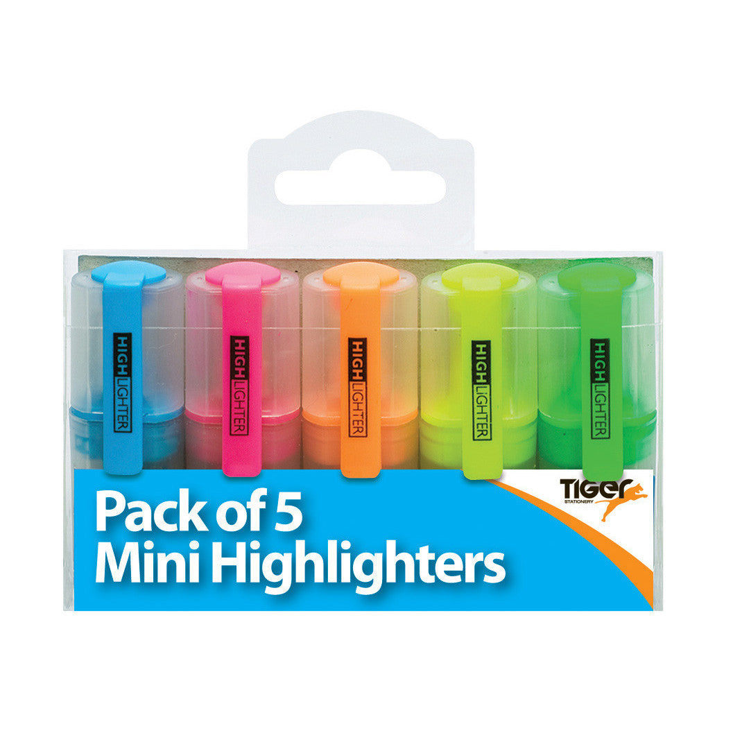 Tiger Mini Highlighters – Pack of 5