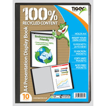Tiger A4 10-Pocket Presentation Display Book – Black