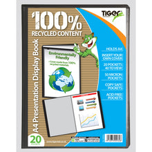 Tiger A4 20-Pocket Presentation Display Book – Black