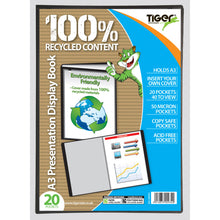 Tiger A3 20-Pocket Presentation Display Book – Black