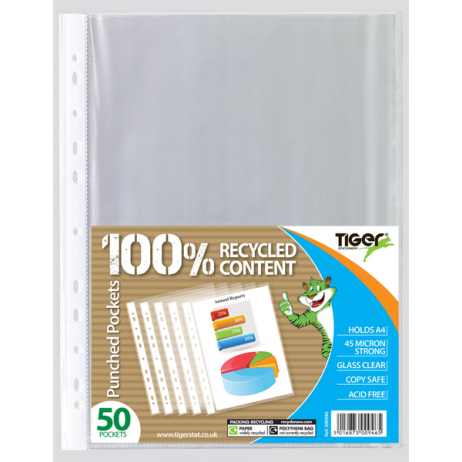 Tiger A4 Punched Pockets – Pack of 50