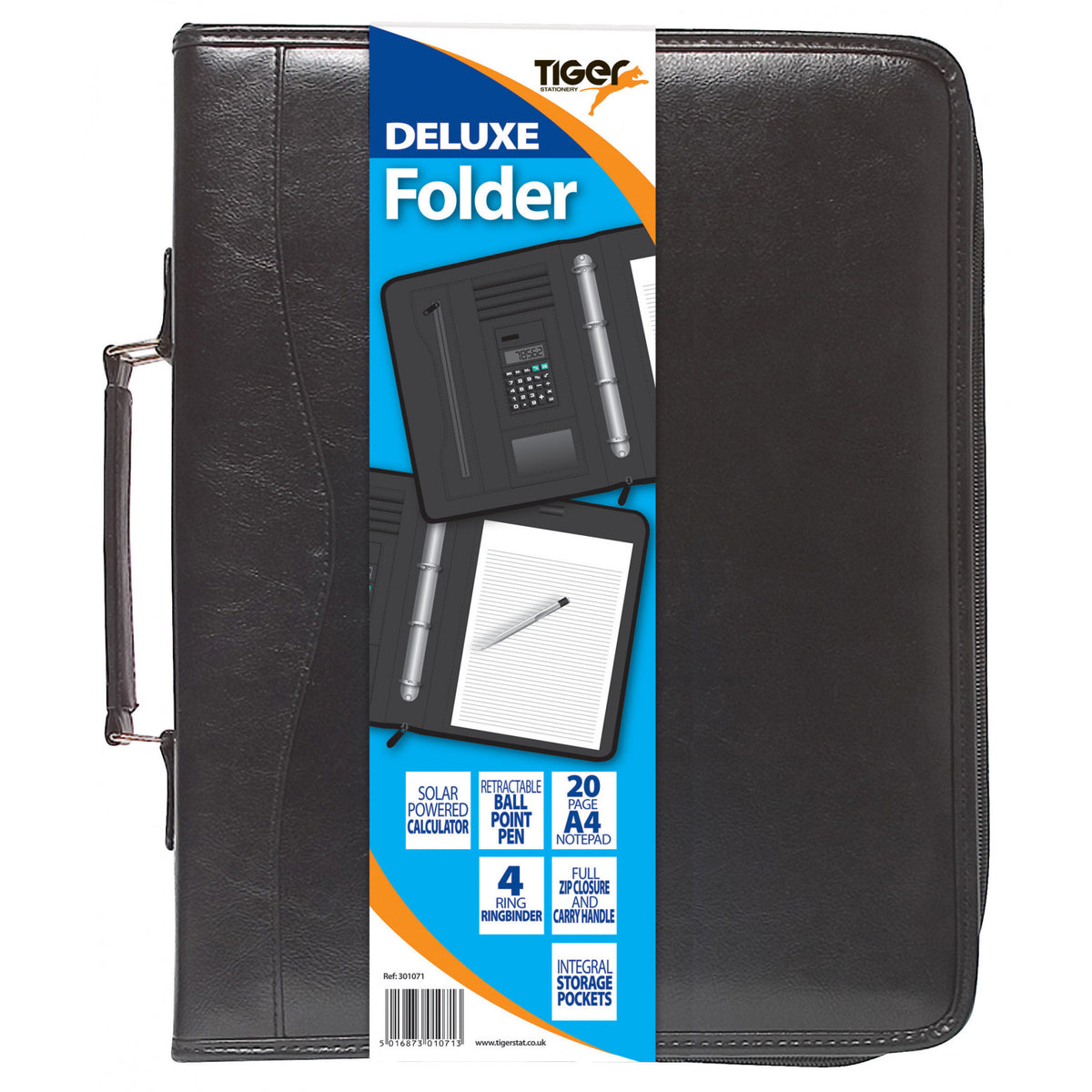 Tiger A4 Deluxe Folder – Black, open
