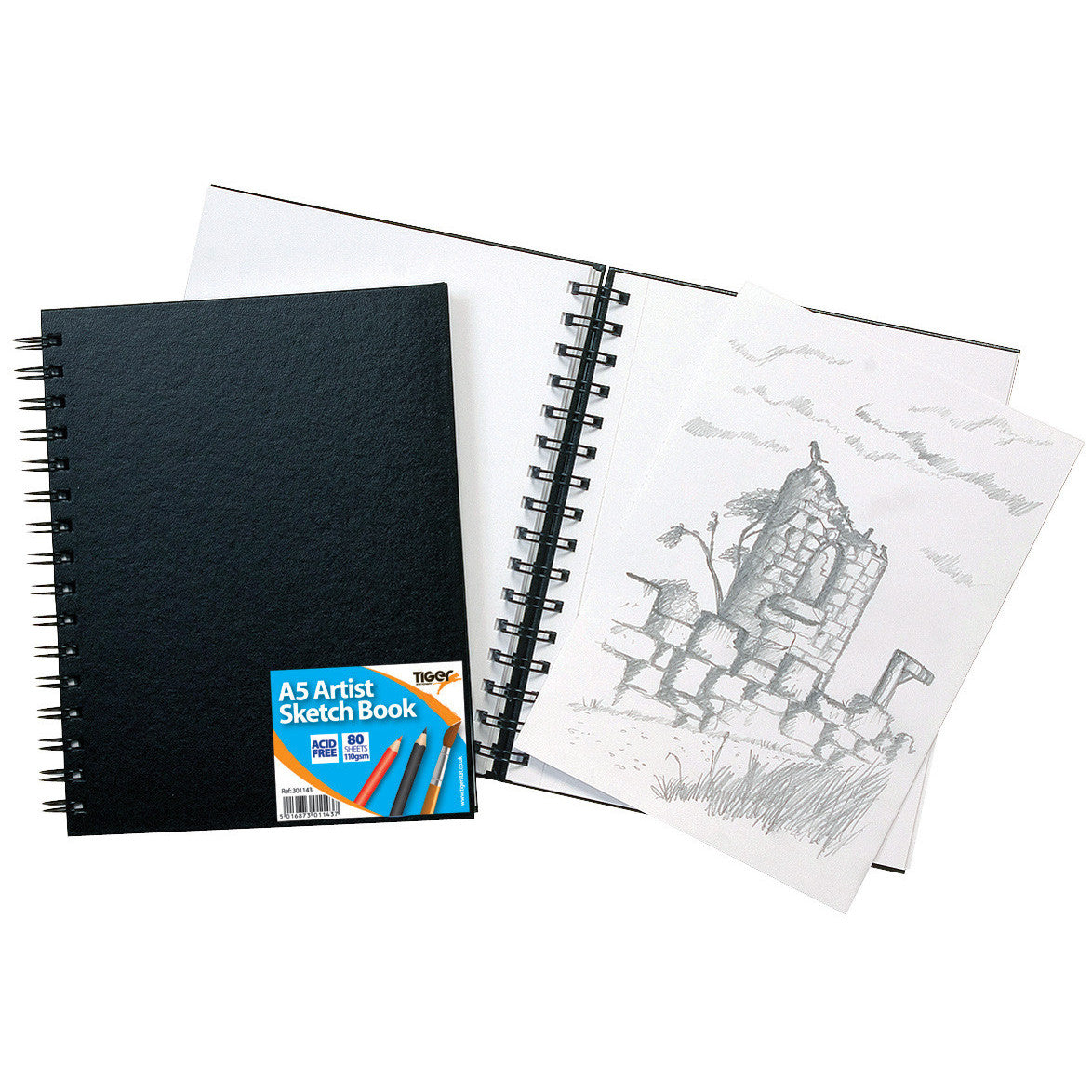 Tiger A5 Twin-Wire Artist Sketch Book – Black