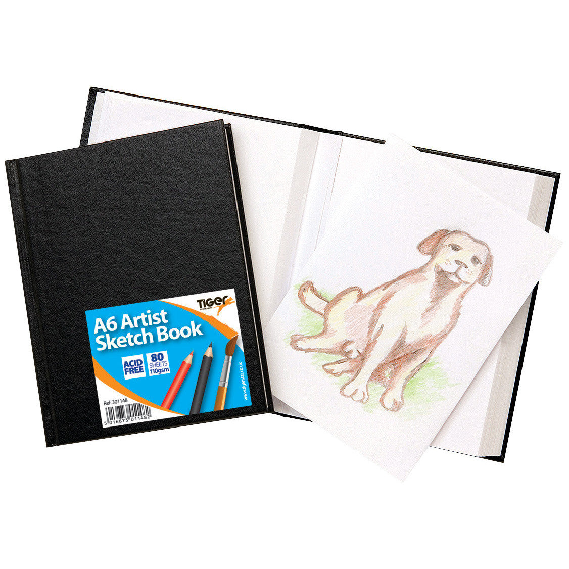 Tiger A6 Casebound Artist Sketch Book – Black