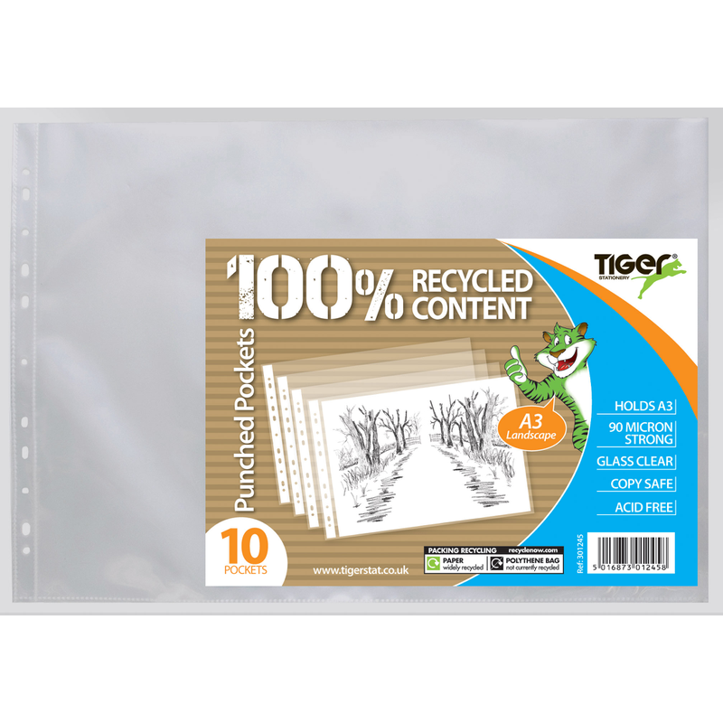 Tiger A3 Landscape Punched Pockets – Pack of 10