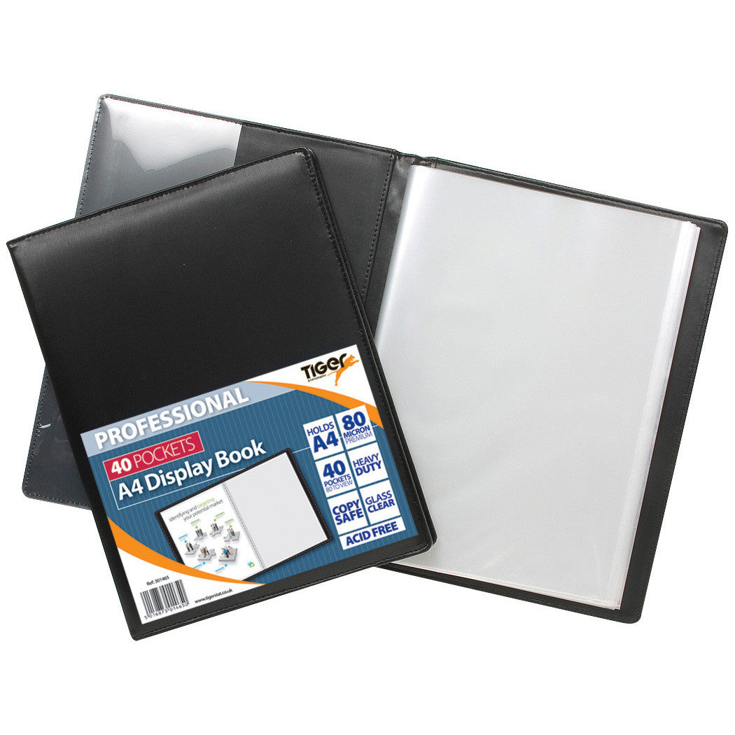 Tiger A4 Professional Display Book – 40 Pockets, Black