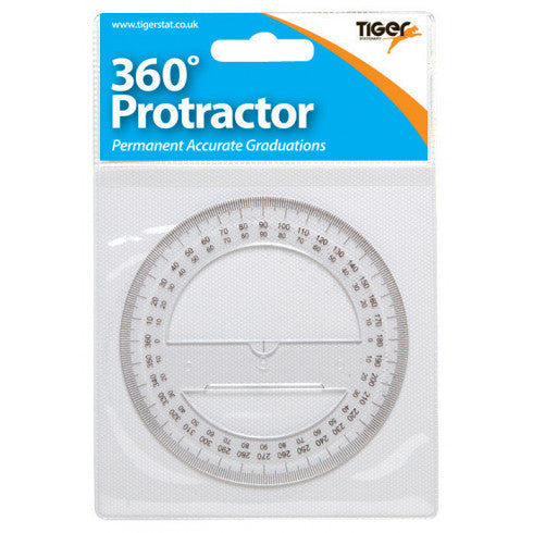 Tiger 360 Degree Protractor – 10cm, Clear