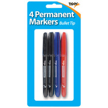 Tiger Bullet Tip Permanent Markers – Pack of 4 Assorted