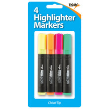 Tiger Slim Barrel Chisel Tip Highlighters – Pack of 4