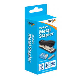 Tiger Medium Metal 26/6 Stapler – Metallic Assorted Colours