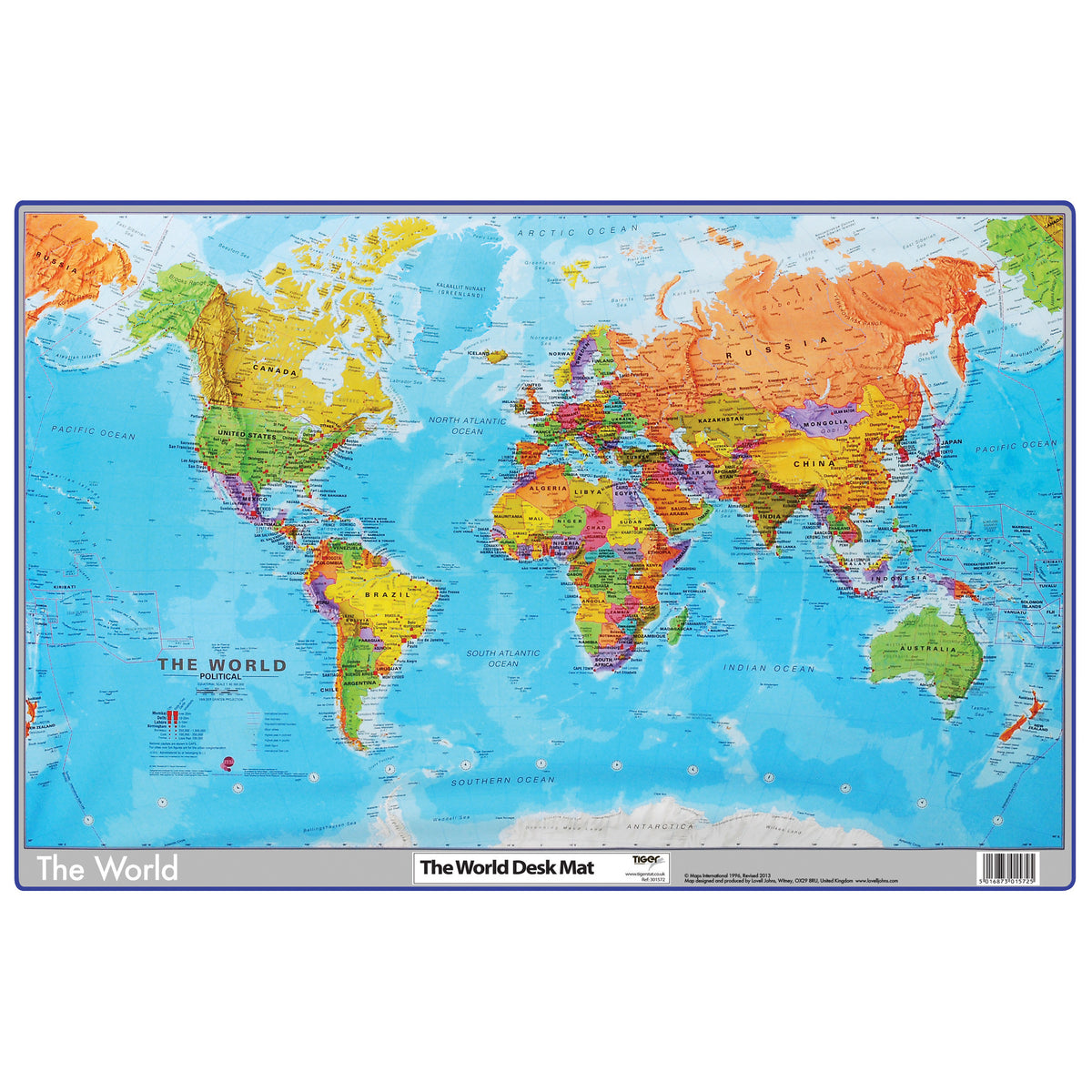 Tiger World Map Desk Mat – 590 x 400mm
