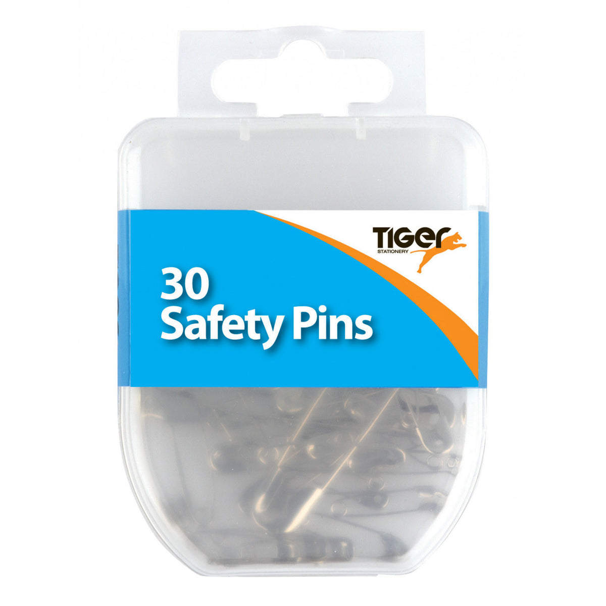 Tiger Steel Safety Pins, Assorted Sizes – Box of 30