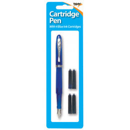 Tiger Cartridge Pen with 4 Blue Cartridges – Assorted Colours