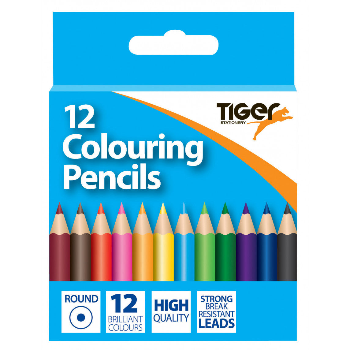 Tiger Half Length Colouring Pencils – Box of 12 Assorted Colours