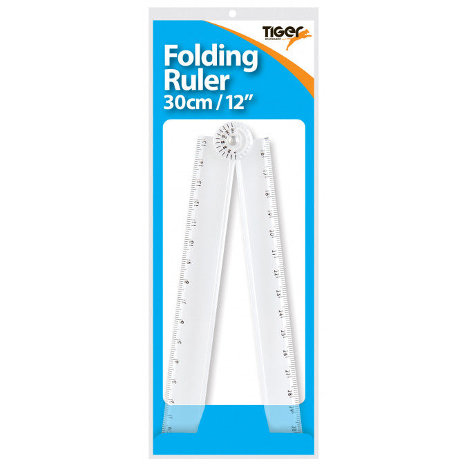 Tiger 30cm Folding Ruler and Protractor – Clear