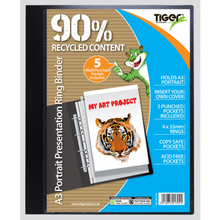 Tiger A3 Portrait Presentation Ring Binder – Black