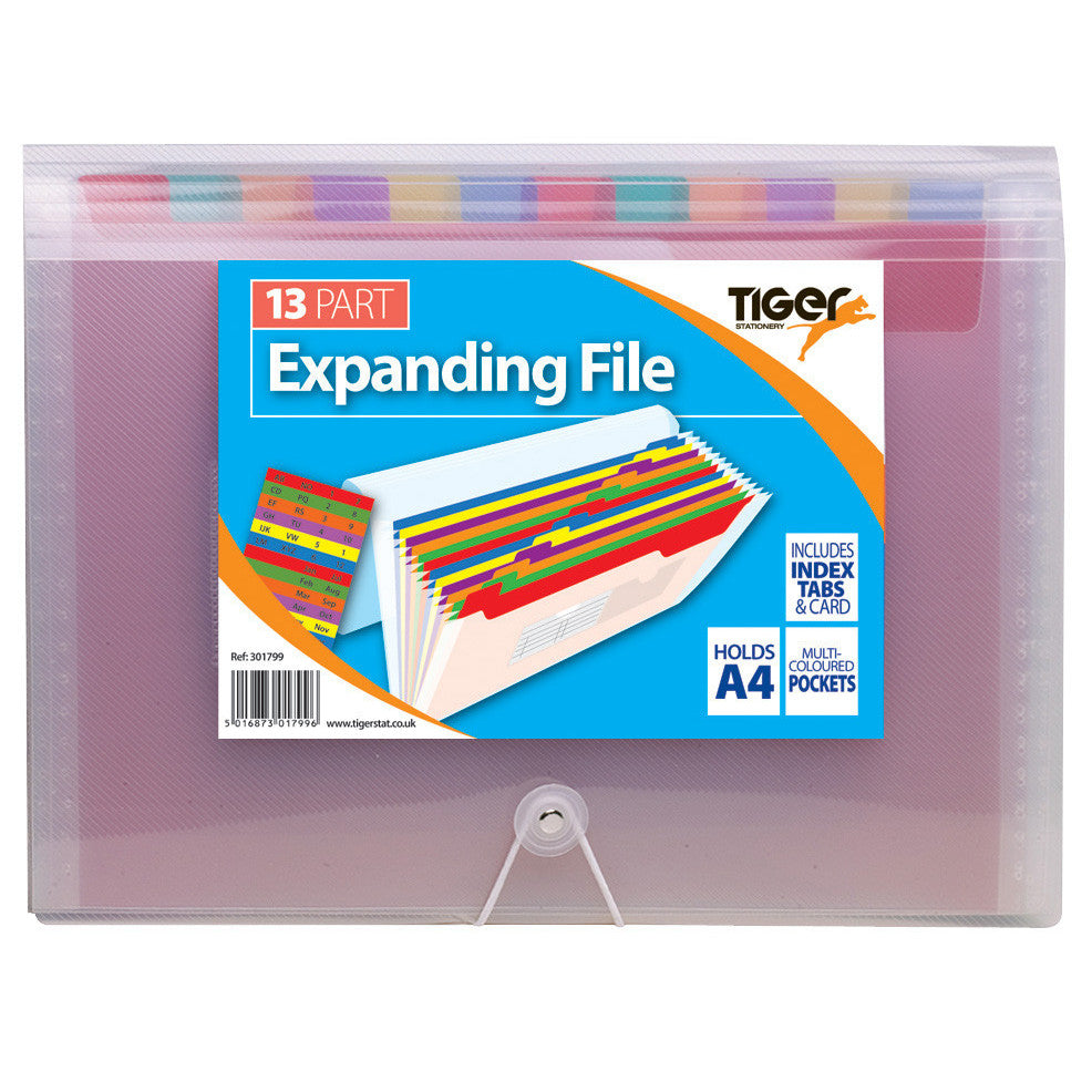 Tiger Rainbow A4 13-Part Expanding File