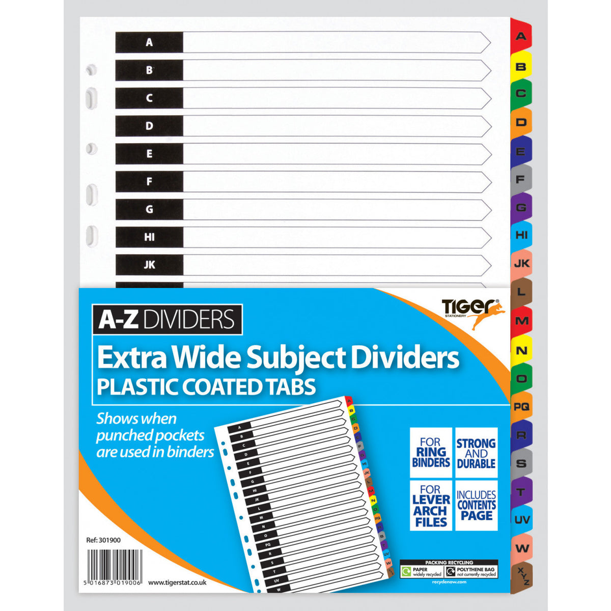 Tiger A4 Extra Wide A-Z Subject Dividers