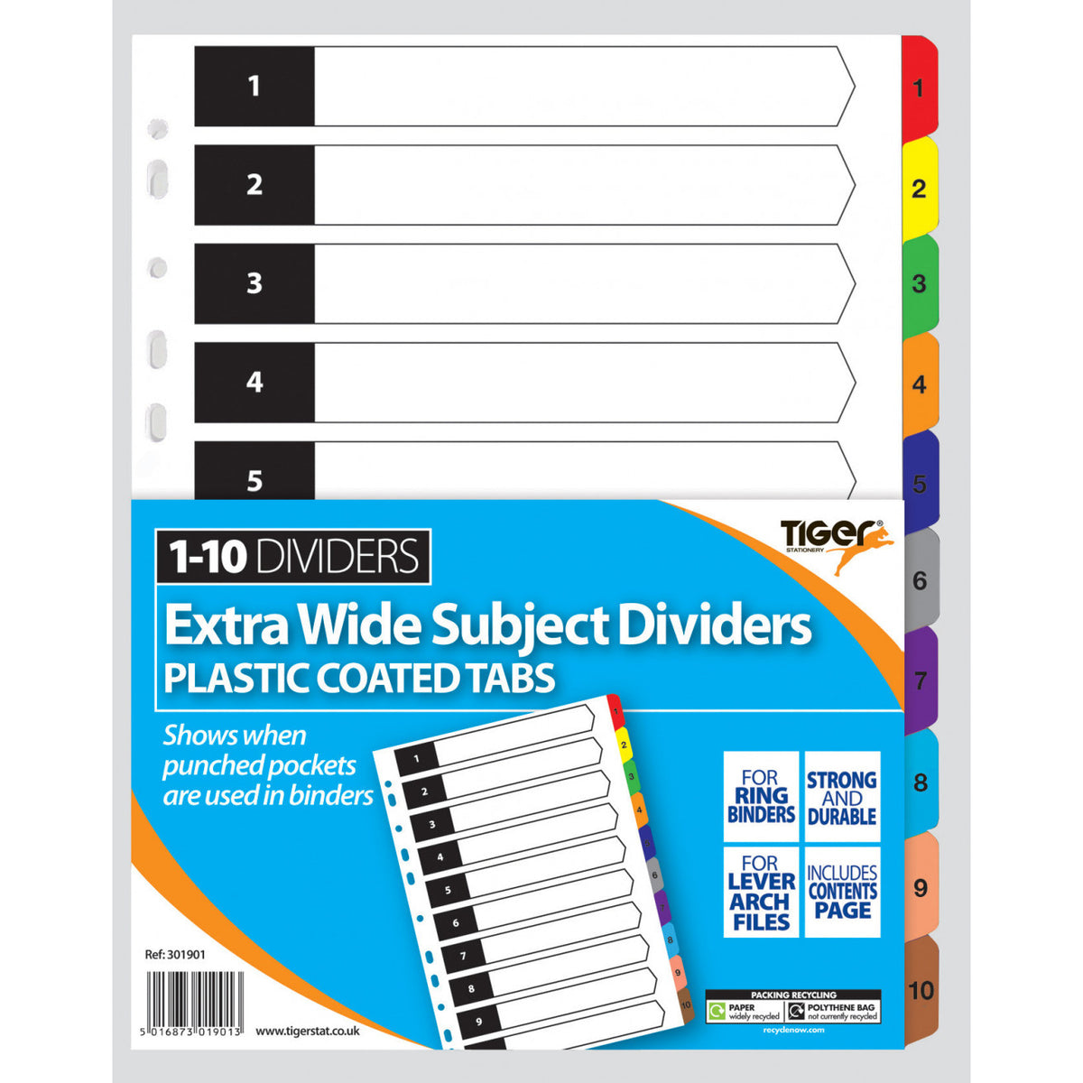 Tiger A4 Extra Wide 1-10 Subject Dividers