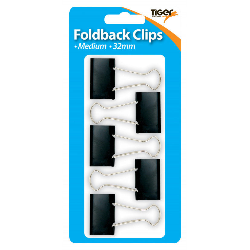 Tiger Fold Back Clips 32mm – Pack of 5