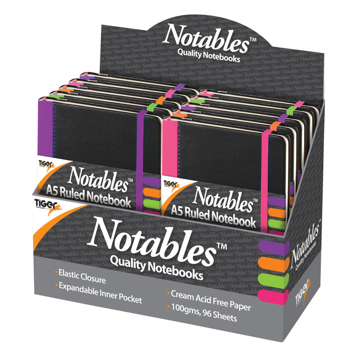 Tiger A5 Notables Soft Feel Casebound Notebook – Assorted Colours