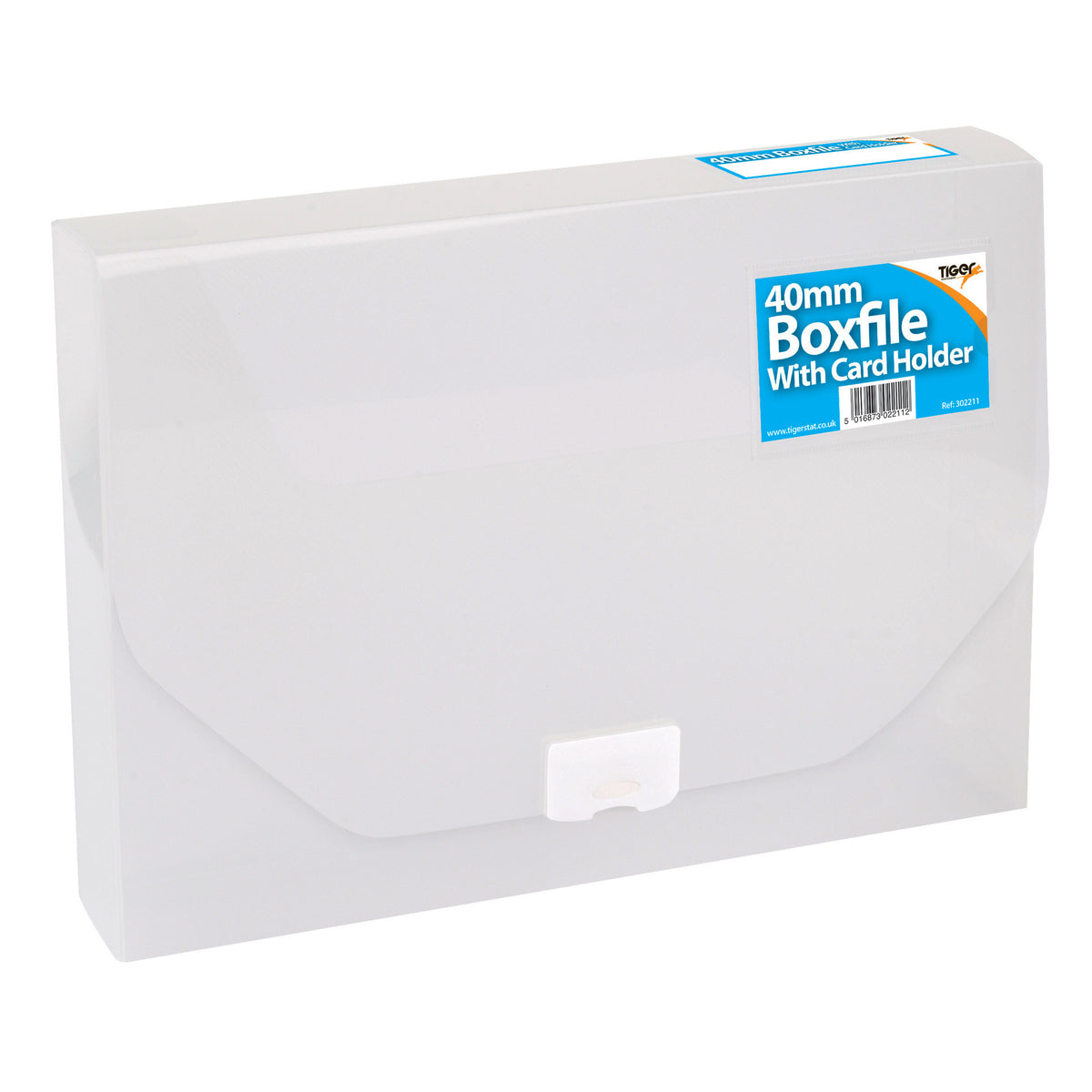 Tiger 40mm Clear Box File with Clip Closure