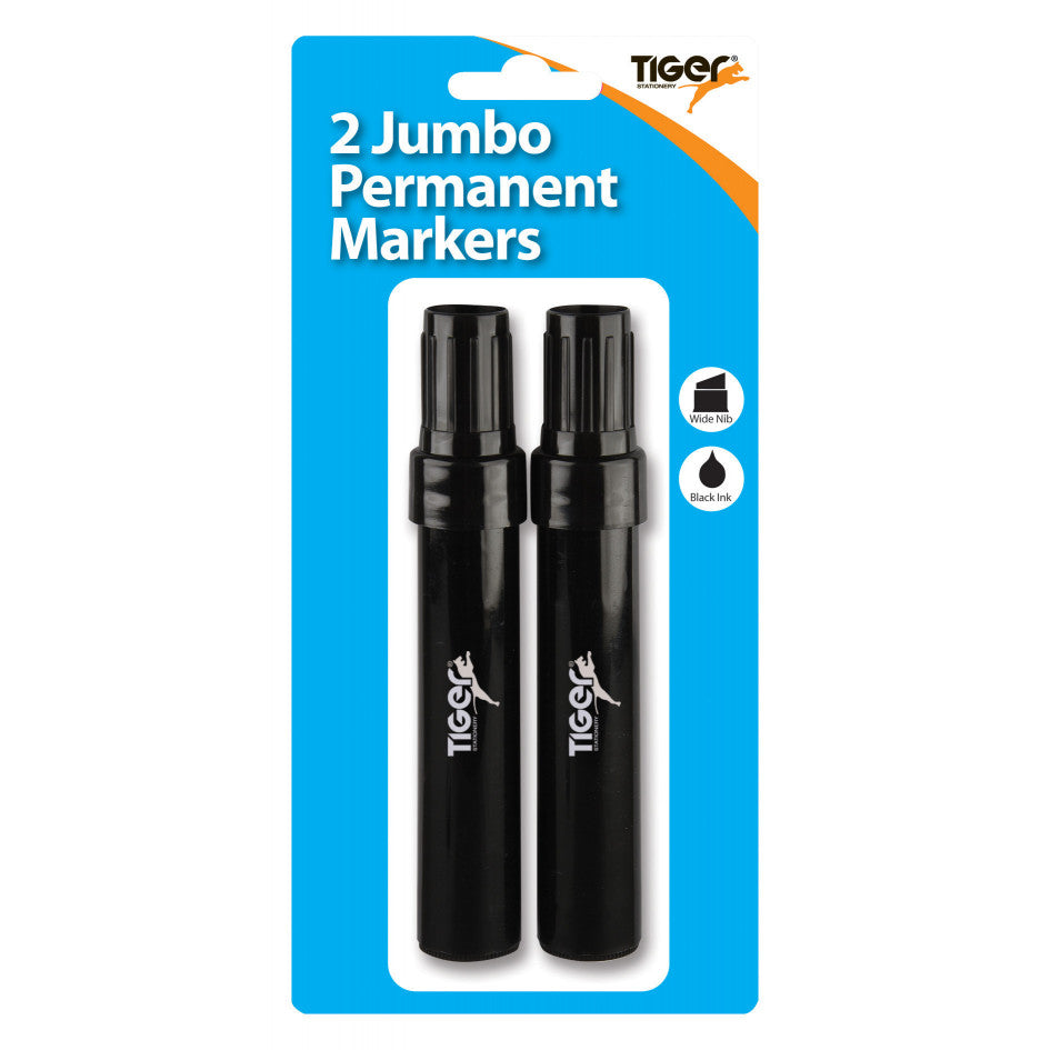 Tiger Jumbo Permanent Markers – Pack of 2, Black