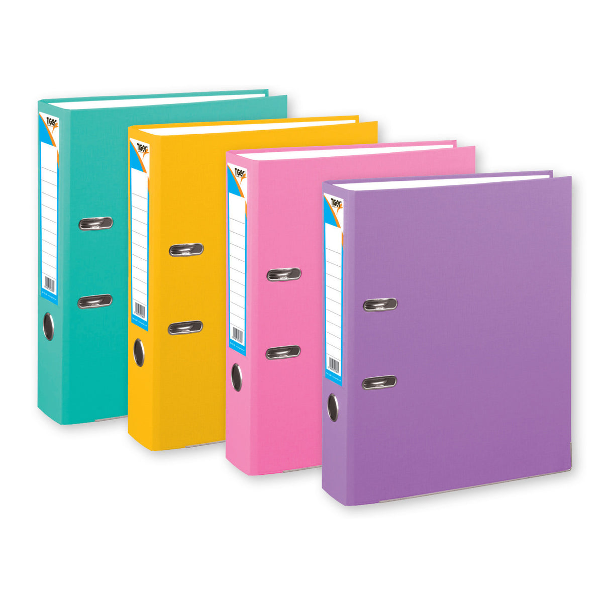 Tiger A4 Board Lever Arch File – Pastel Colours, 75mm Spine