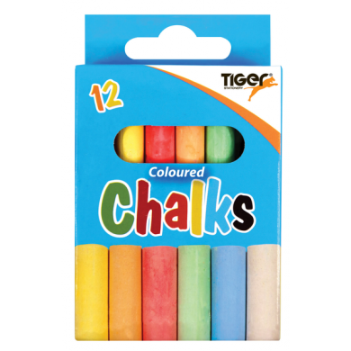 Tiger Dustless Coloured Chalk – Pack of 12